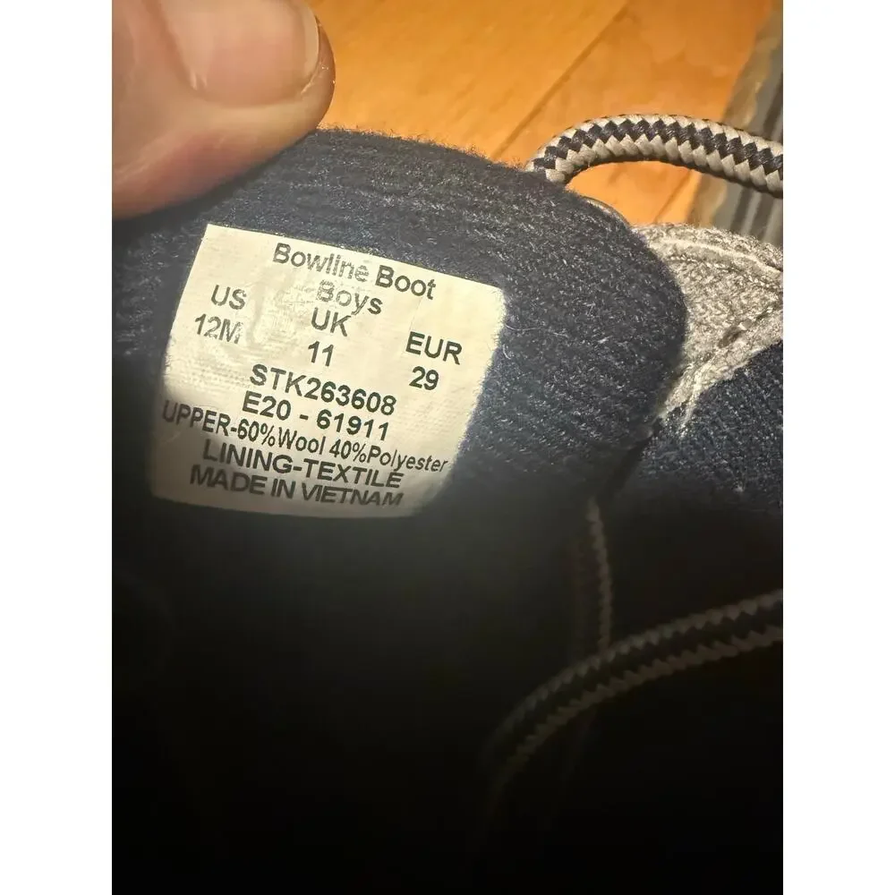 Sperry Bowline Duck Boots Kids Boys 12 Grey Wool Blend Rubber Waterproof